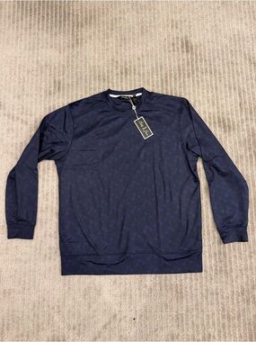 Bobby Jones Navy Geometric Crewneck Pullover Long Sleeve Jersey Material